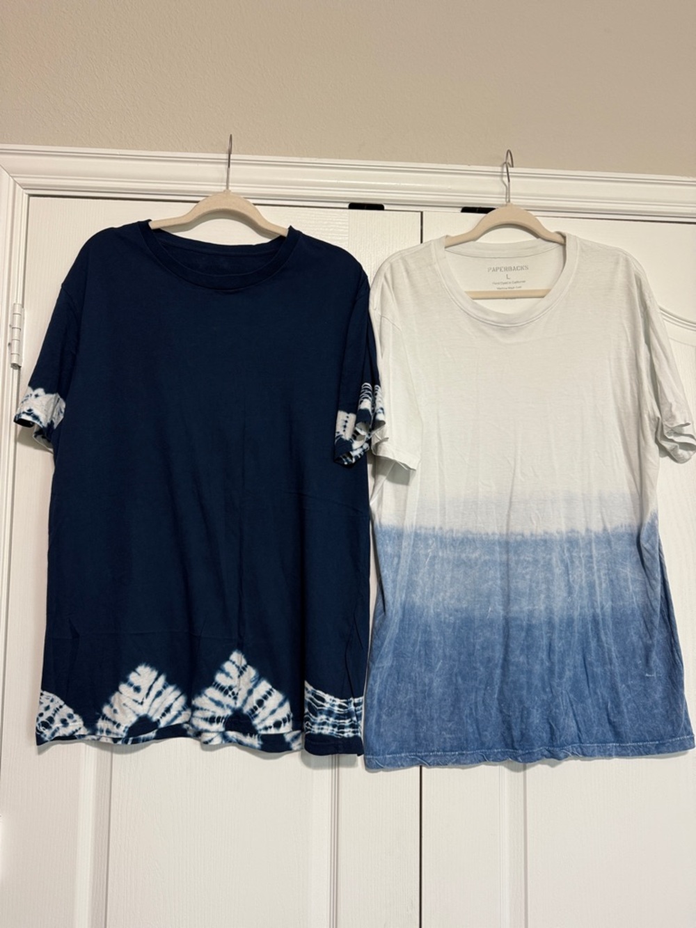 Bundle 2 Paperback Tees - Navy Blue/White and White/Blue ombre Mens T-shirts